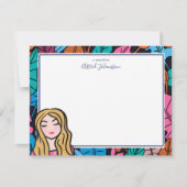 Original Illustration Blonde Lady Mitteilungskarte (Vorderseite)