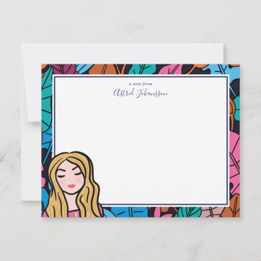 Original Illustration Blonde Lady Mitteilungskarte (Vorderseite)