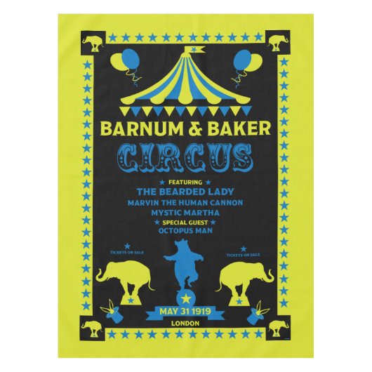 Original Jahrgänge Inspiriert Circus Art Tischdecke (Vorderseite)