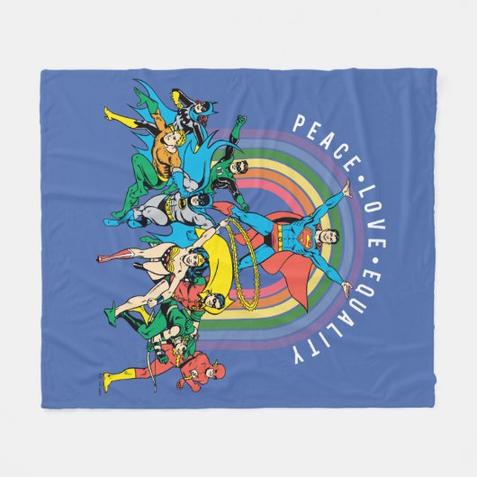 Original Justice League - Peace, Liebe, Gleichheit Fleecedecke (Vorderseite (Horizontal))