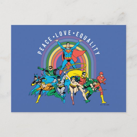 Original Justice League - Peace, Liebe, Gleichheit Postkarte (Vorderseite)