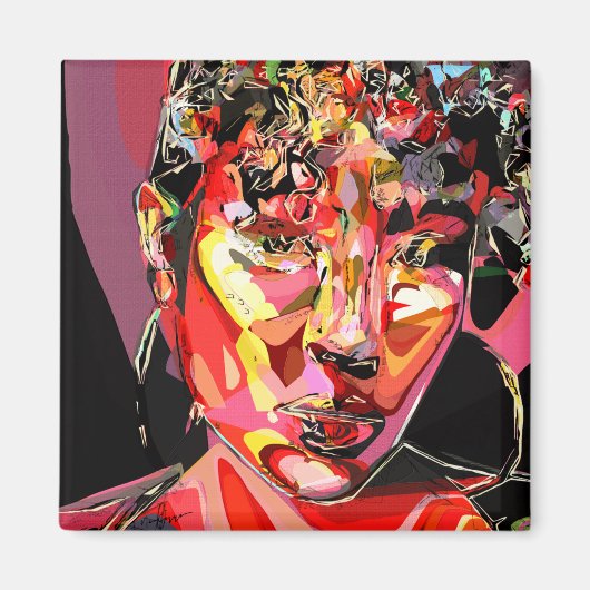 Original Kunst, Abstraktes Frauenportrait Magnet (Vorne)