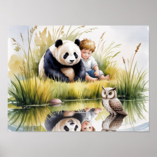 ORIGINAL KUNST AQUARELL VON TIEREN BEI DER ENTSPAN POSTER