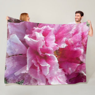 ** Original Kunst AR1 -  Rosa Pfingstrosen-Blumenm Fleecedecke