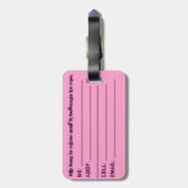 Original Kunst: "Gefährlich in Rosa" Gepäckanhänger (Rückseite vertikal)