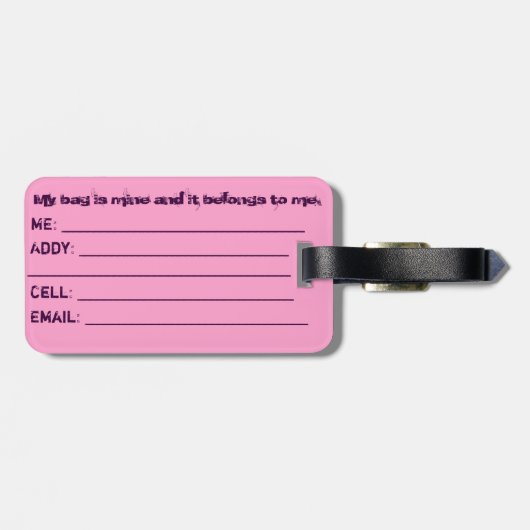 Original Kunst: "Gefährlich in Rosa" Gepäckanhänger (Rückseite horizontal)