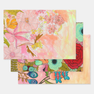 Original Kunst Künstler Gemälde Verpackung Collage Geschenkpapier Set