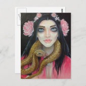 Original-Kunstmalerei eines Mädchens und ihrer Sch Postkarte (Vorne/Hinten)