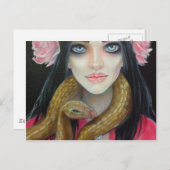 Original-Kunstmalerei eines Mädchens und ihrer Sch Postkarte (Vorne/Hinten)