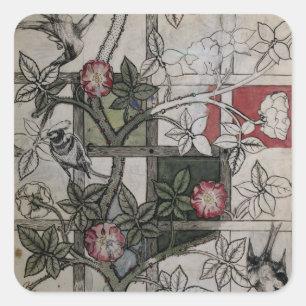 Original-Kunstwerk für "Trellis"-Tapete-Design, 1 Quadratischer Aufkleber