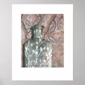Original Kunstwerk Vintage Flasche & Laub Poster (Vorne)