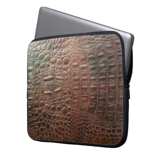 Original Ledertextur Hintergrund nah-up, embo Laptopschutzhülle (Vorderseite Links)