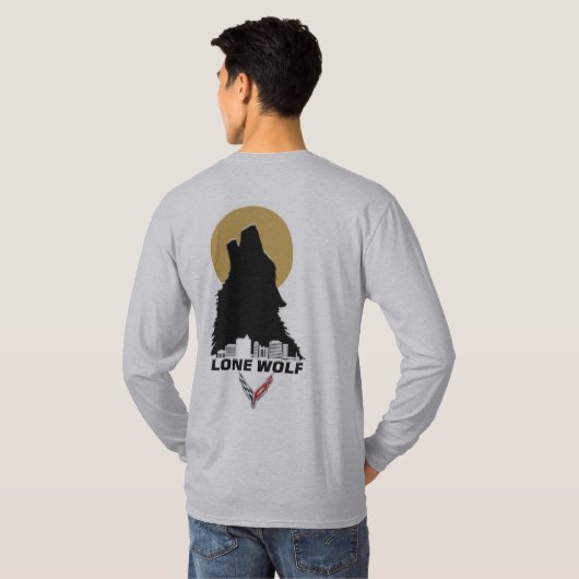 Original Lone Wolf T - Shirt in Grau und Rot (Schwarz voll)