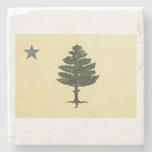 Original Maine Staat Pine Tree Flag Marmor Unterse Steinuntersetzer (Vorderseite)