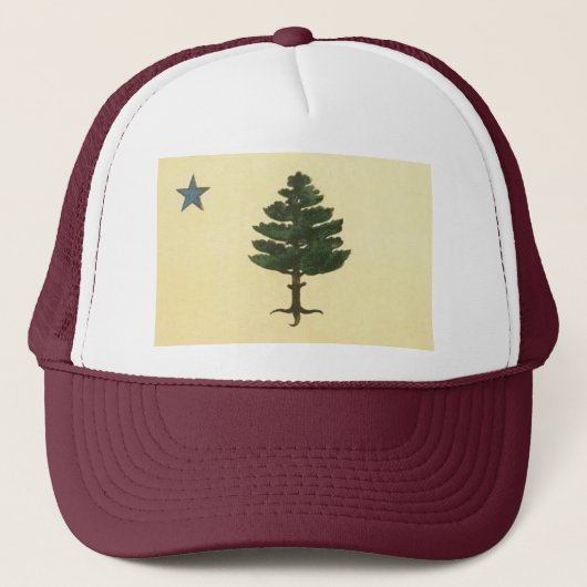 Original Maine Staat Pine Tree Flag Trucker Hat Truckerkappe (Vorderseite)