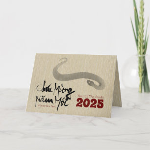 Original Malerei 2 Schlange Vietnamesisch Neujahr  Feiertagskarte