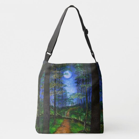 Original Malerei Abandonierter Waldweg Tragetaschen Mit Langen Trägern (Rückseite)