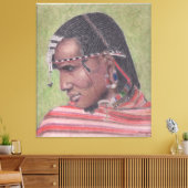 Original Malerei auf afrikanischem Maasai-Krieger  Leinwanddruck (Insitu (Wohnzimmer))