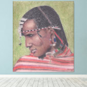 Original Malerei auf afrikanischem Maasai-Krieger Leinwanddruck (Insitu (Holzboden))