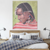 Original Malerei auf afrikanischem Maasai-Krieger Leinwanddruck (Insitu (Schlafzimmer))
