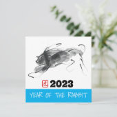 Original Malerei Chinesisches Kaninchen Jahr Gebur Karte (Stehend Vorderseite)