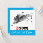 Original Malerei Chinesisches Kaninchen Jahr Gebur Karte (Vorderseite/Rückseite Beispiel)