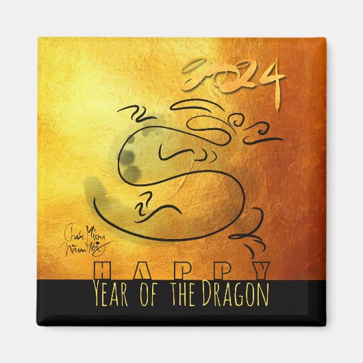 Original Malerei Dragon Vietnamese Neujahr 2024 Magnet (Vorne)