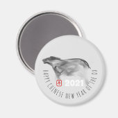 Original-Malerei OX Chinesisch Neujahr 2021 RRM Magnet (Vorderseite/Rückseite)