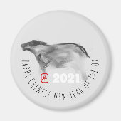 Original-Malerei OX Chinesisch Neujahr 2021 RRM Magnet (Vorne)