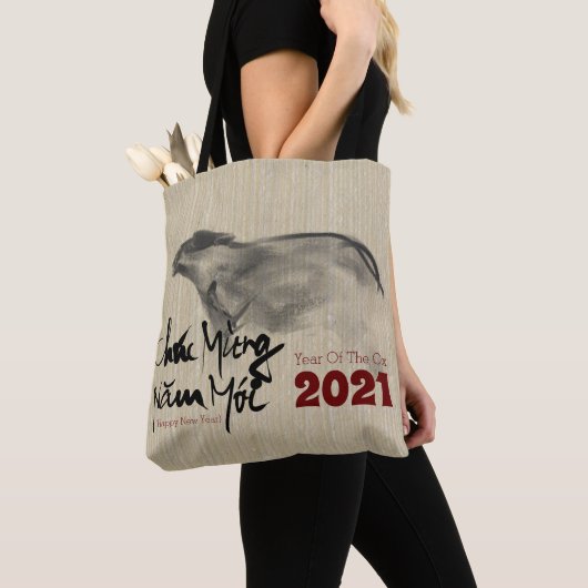 Original Malerei OX Vietnamese Neujahr 2021 AoTB Tasche (Von Nahem)