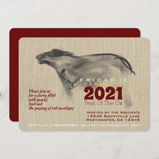 Original Malerei OX Vietnamese Neujahr 2021 PI (Vorne/Hinten)