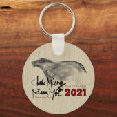 Original Malerei OX Vietnamese Neujahr 2021 RK Schlüsselanhänger (Vorderseite)