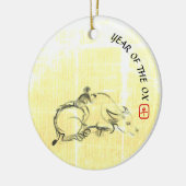 Original Malerei Wasser Buffalo Kind Ox Jahr CRO Keramik Ornament (Links)