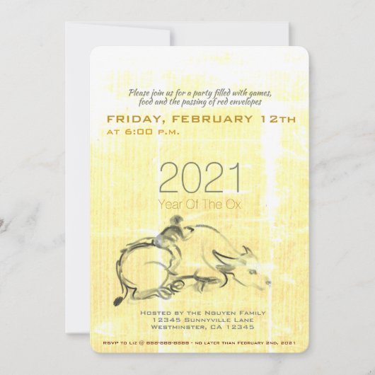 Original Malerei Wasser Buffalo Kind Ox Jahr PInv (Vorderseite)