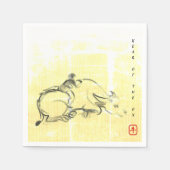 Original Malerei Wasser Buffalo Kind Ox Jahr PN Serviette (Vorderseite)