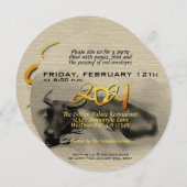 Original Malerei Wasser Buffalo Ox Jahr Einladung (Vorne/Hinten)