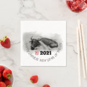 Original Malerei Wasser Buffalo Ox Neujahr PN Serviette (Beispiel)