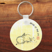 Original Malerei Water Buffalo Kind Ox Year RK Schlüsselanhänger (Vorderseite)