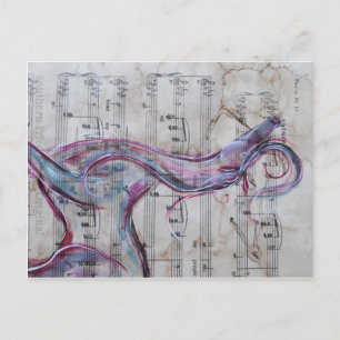 Original Malpferd auf Song-Blatt Postkarte