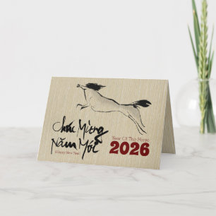 Original Malpferd Vietnamesisch Neujahr 2026 H Feiertagskarte