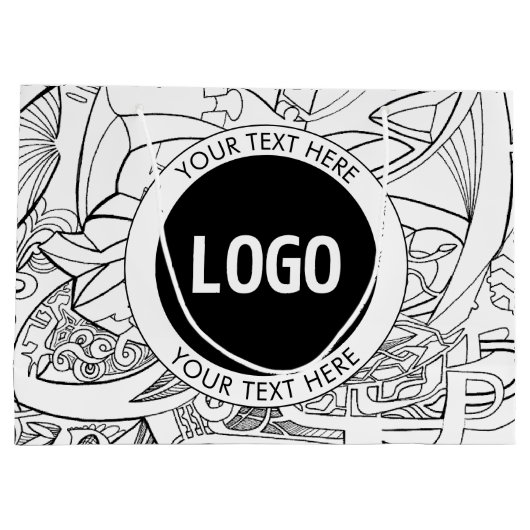 Original Modern Line Artwork & Your Logo Große Geschenktüte (Rückseite)
