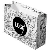 Original Modern Line Artwork & Your Logo Große Geschenktüte (Vorderseite Schrägansicht)
