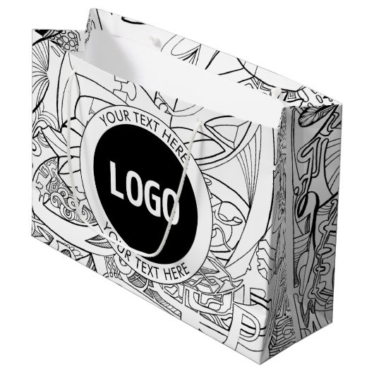 Original Modern Line Artwork & Your Logo Große Geschenktüte (Vorderseite Schrägansicht)