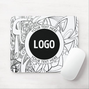 Original Modern Line Artwork & Your Logo Mousepad