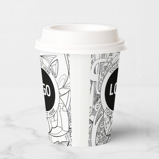 Original Modern Line Artwork & Your Logo Pappbecher (Rechts)