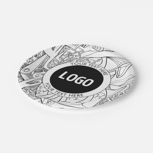 Original Modern Line Artwork & Your Logo Pappteller (Schrägansicht)