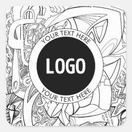 Original Modern Line Artwork & Your Logo Quadratischer Aufkleber