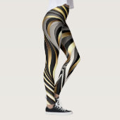 Original-Muster Schwarz, Gold und Silber Leggings (Rechts)