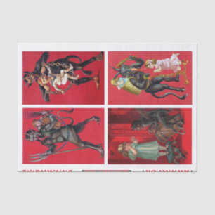 Original (nicht KI) Vintage Viktorianische Krampus Seidenpapier