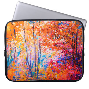 Original oil painting showing beautiful autumn lan laptopschutzhülle